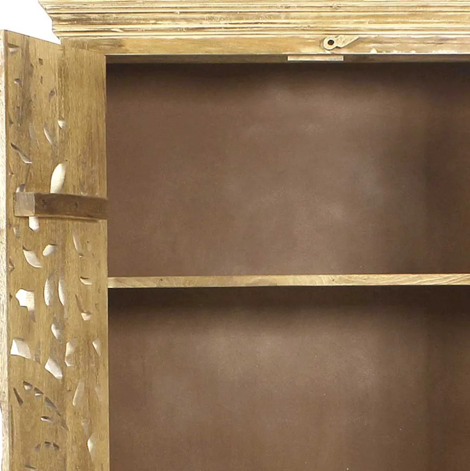 Dielenschrank in Sandfarben Mangoholz - Runiasa