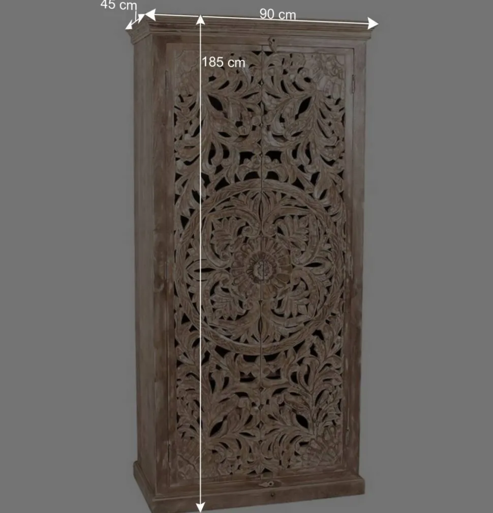 Dielenschrank in Sandfarben Mangoholz - Runiasa