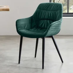 Dining Chair mit Armlehnen in Dunkelgrün - Pilawan