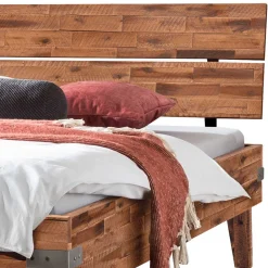 Doppelbett aus Akazie mit Antik Finish - Caleena