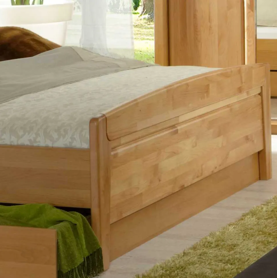 Doppelbett Bordeaux aus Erle Teilmassiv