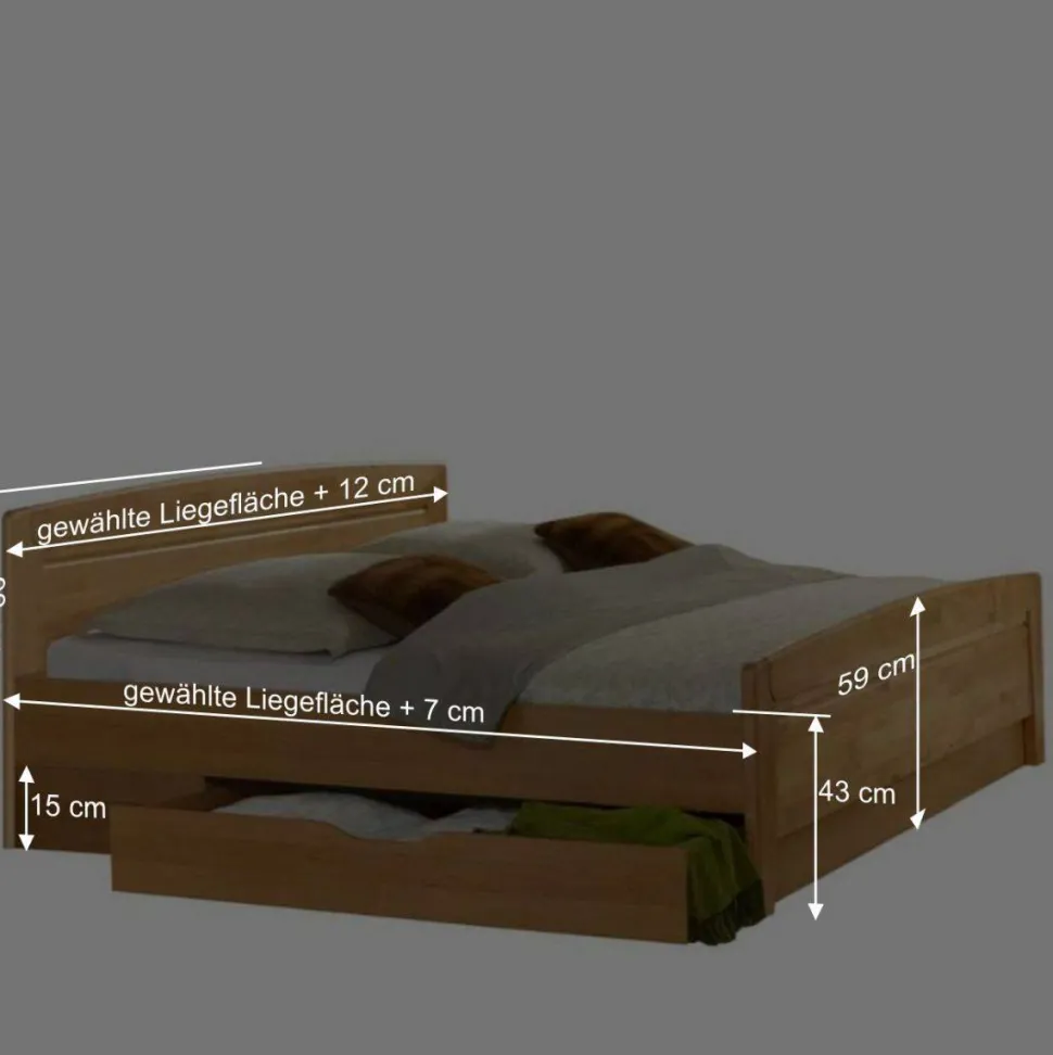 Doppelbett Bordeaux aus Erle Teilmassiv