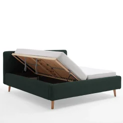 Doppelbett in Dunkelgrün Cord - Topra