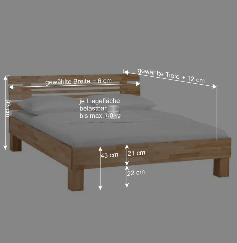 Doppelbett Kombi Zeremonia mit zwei Nachtkommoden (dreiteilig)