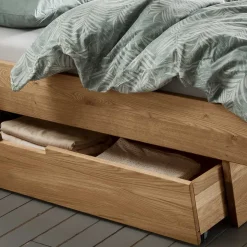 Doppelbett mit zwei Bettkästen aus Wildeiche - Zennian