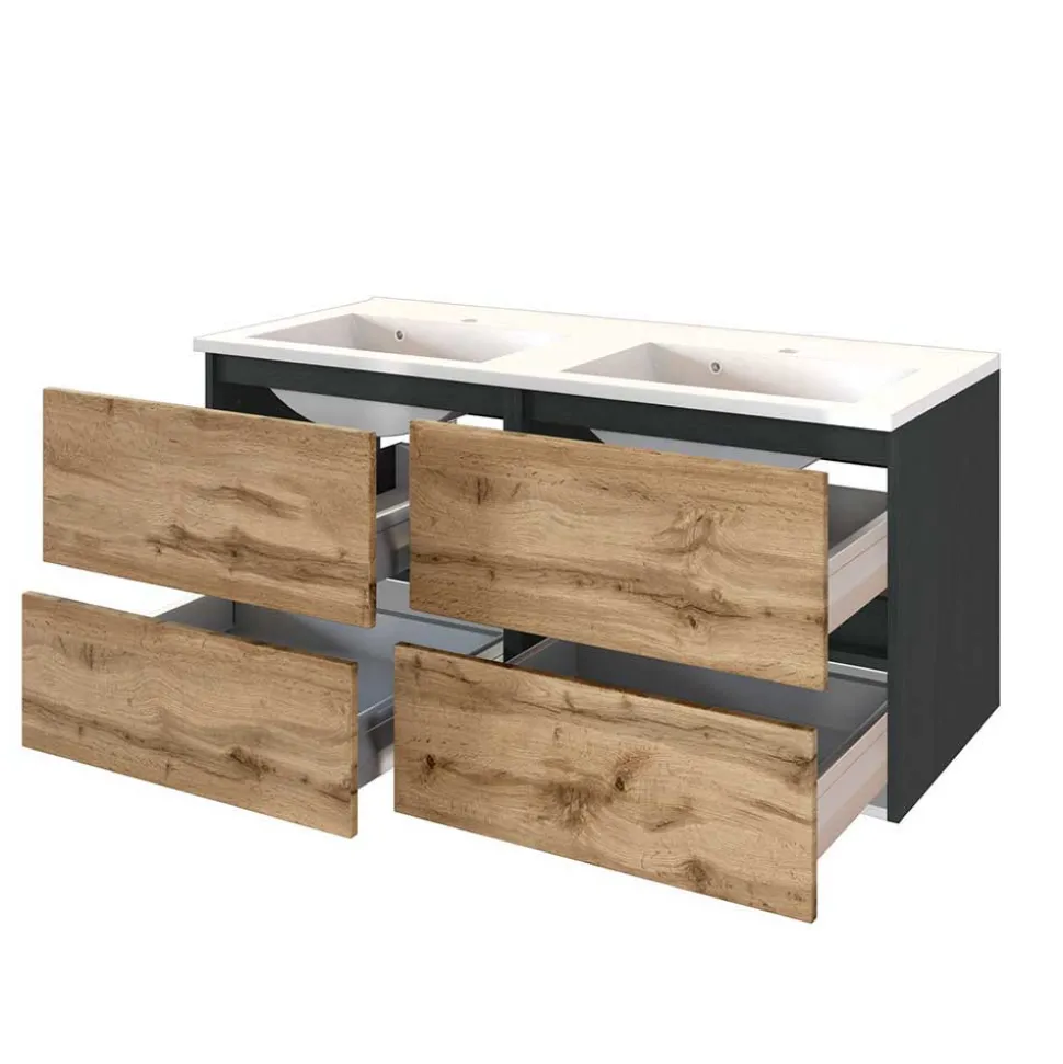 Doppelter Waschplatz & Badschränke - Endely (vierteilig)