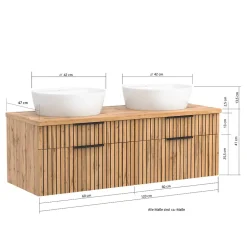 Doppelter Waschtisch mit vier Schubladen - Crystoga