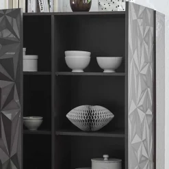 Doppeltür Kommode in Dunkelgrau Hochglanz - Kuriasna