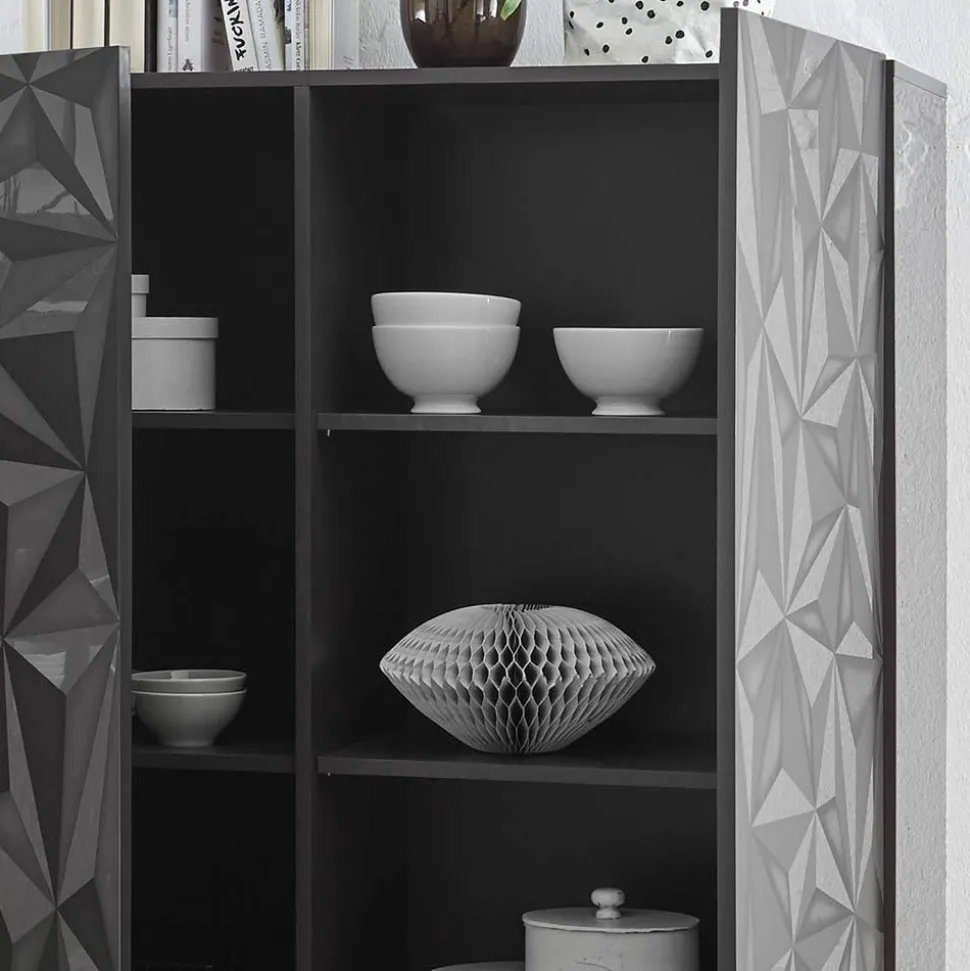 Doppeltür Kommode in Dunkelgrau Hochglanz - Kuriasna