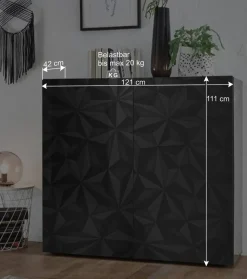 Doppeltür Kommode in Dunkelgrau Hochglanz - Kuriasna