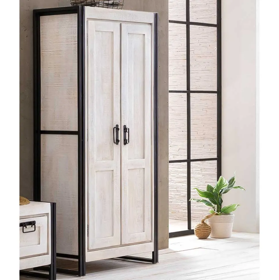 Doppeltür Schrank in Weiß & Schwarz - Crenada