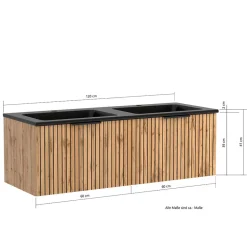 Doppel-Waschkonsole mit schwarzen Becken - Crystoga