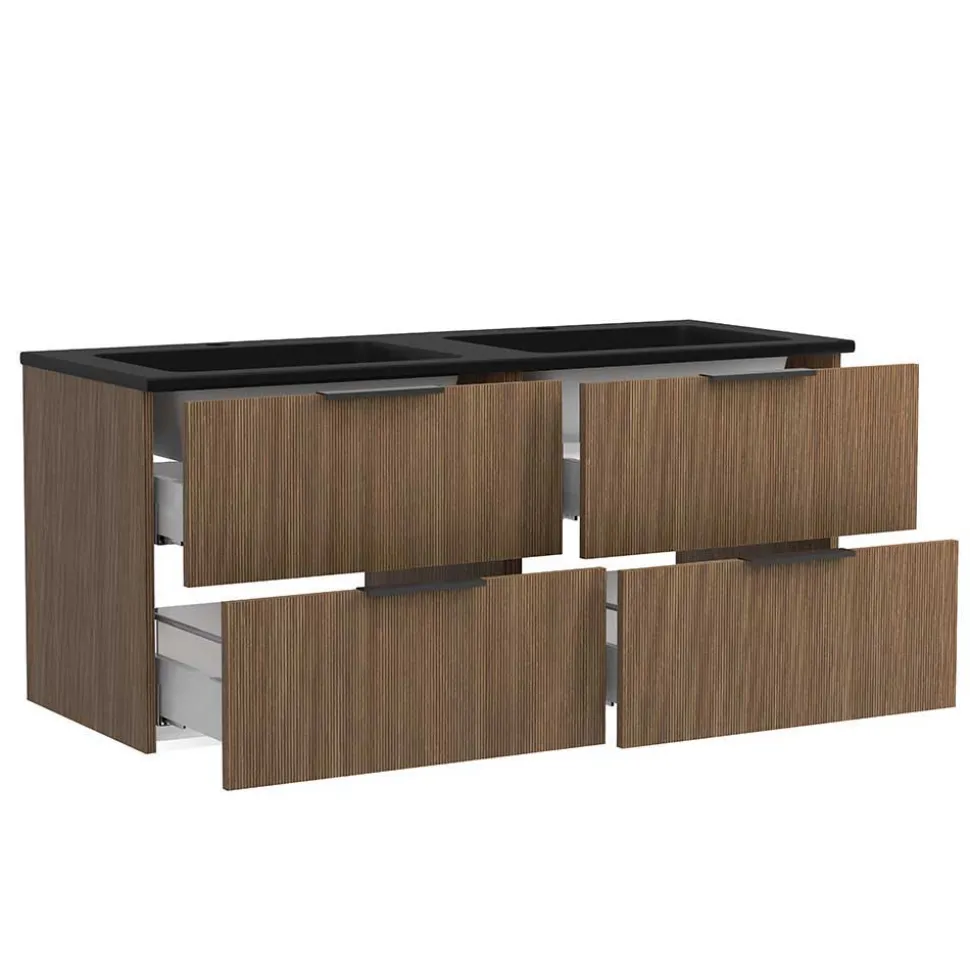 Doppel-Waschplatz mit Lichtspiegeln Set - Ucaida (dreiteilig)