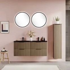 Doppel-Waschplatz mit Lichtspiegeln Set - Ucaida (dreiteilig)