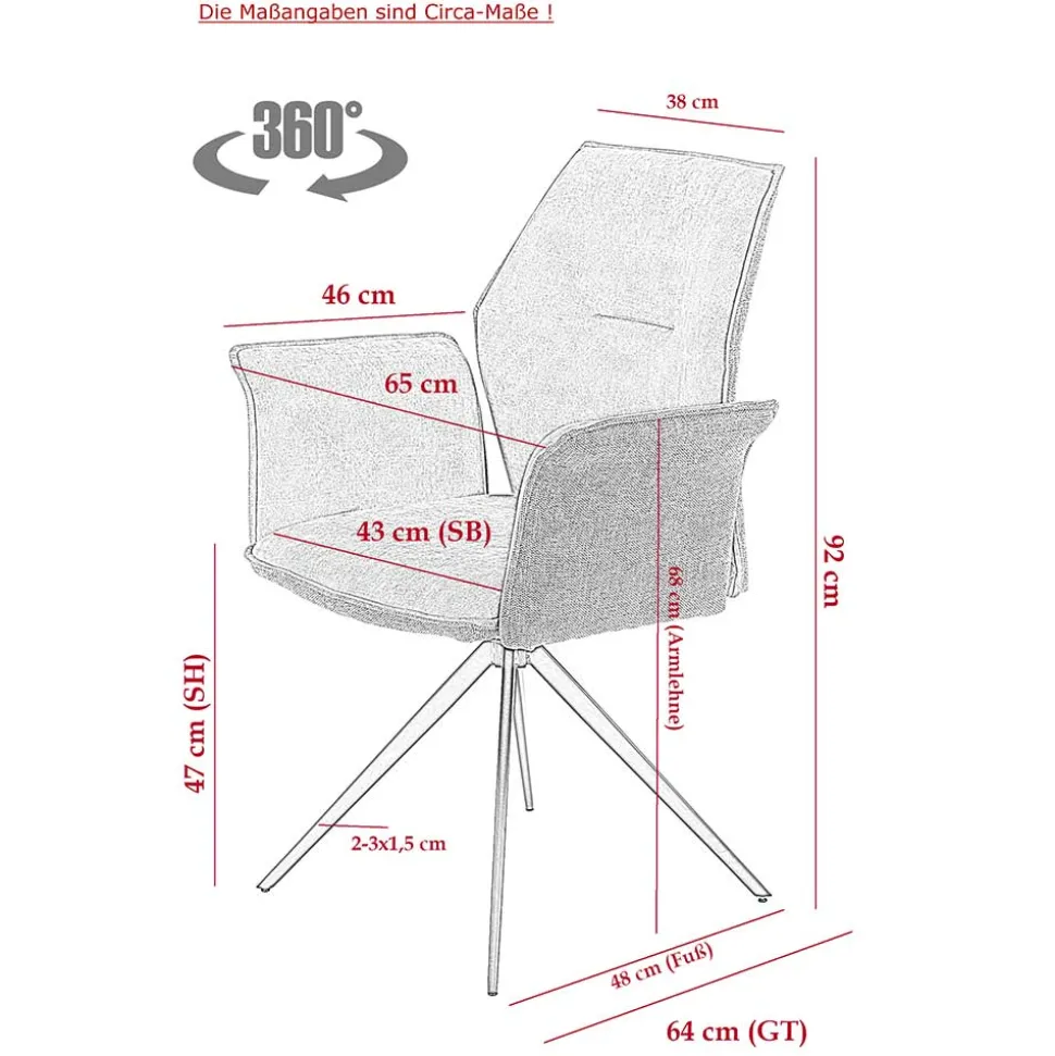 Drehbare Stühle mit Armlehnen - Vanencia (4er Set)