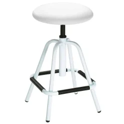 Drehbarer Arbeitshocker in Weiß mit Schwarz - Zengos