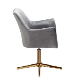 Drehbarer Armlehnenstuhl aus grauem Samt - Iniziola