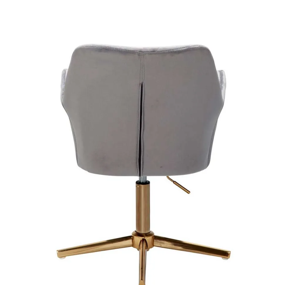 Drehbarer Armlehnenstuhl aus grauem Samt - Iniziola