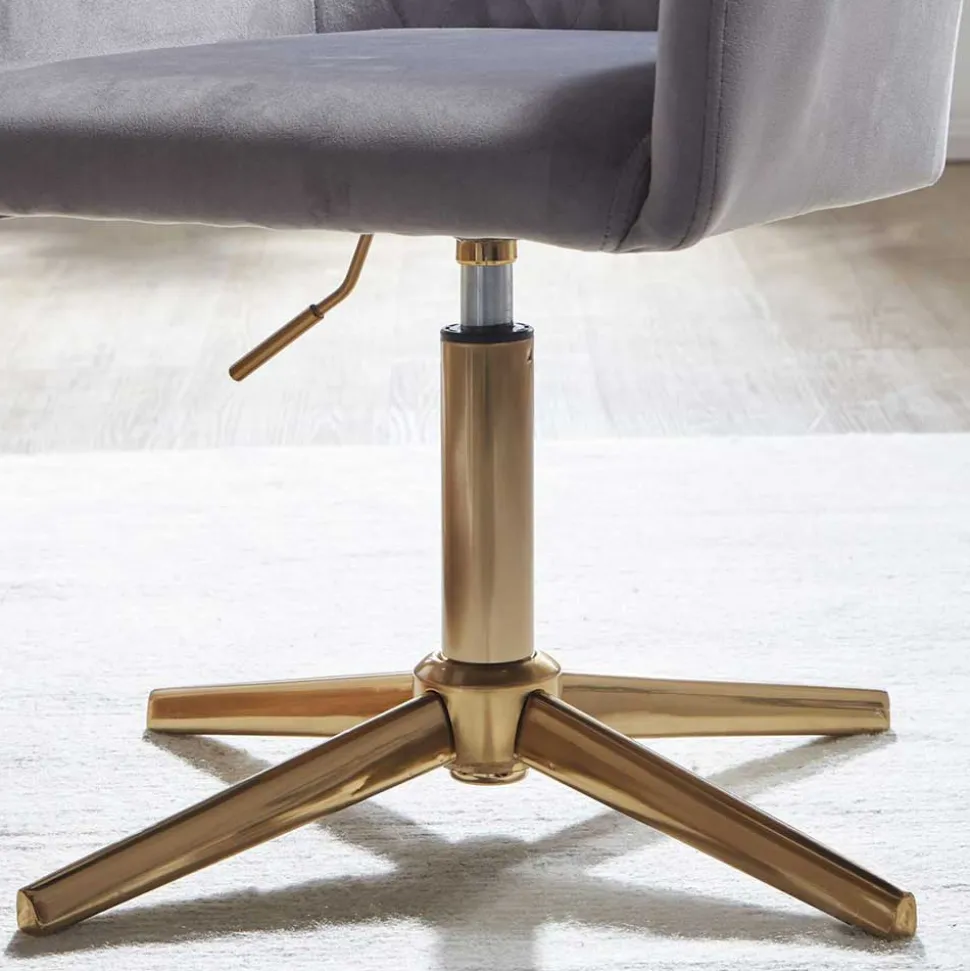 Drehbarer Armlehnenstuhl aus grauem Samt - Iniziola