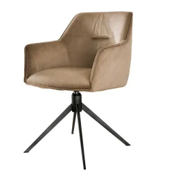 Drehbarer Armlehnstuhl in Beige Samt - Vallee (2er Set)