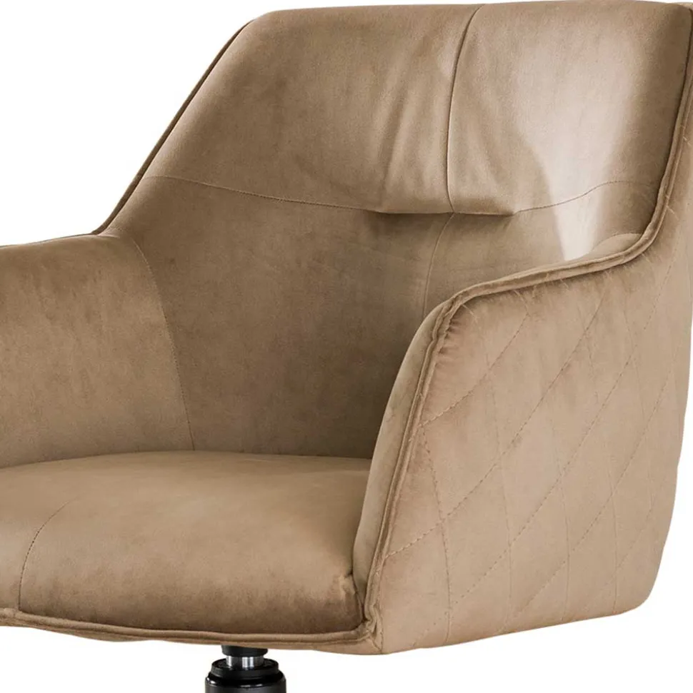 Drehbarer Armlehnstuhl in Beige Samt - Vallee (2er Set)