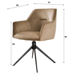 Drehbarer Armlehnstuhl in Beige Samt - Vallee (2er Set)
