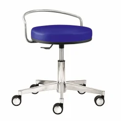 Drehbarer Bürohocker in Blau Kunstleder - Balanza