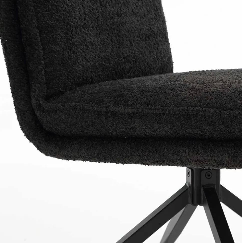 Drehbarer Essstuhl in Anthrazit Boucle - Icoleran (2er Set)