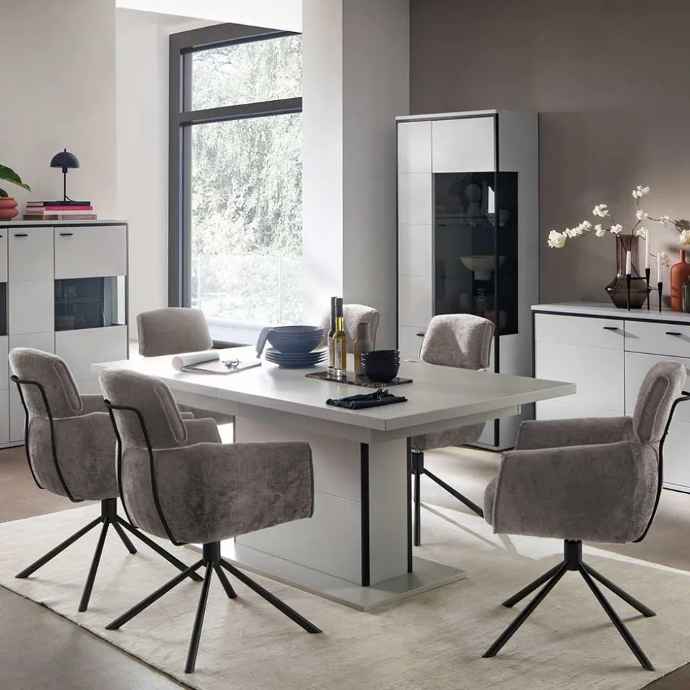 Drehbarer Esstischstuhl in Taupe - Linette (2er Set)