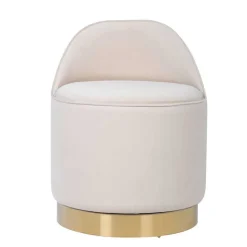 Drehbarer Hocker in Cremeweiß Samt - Yaderra