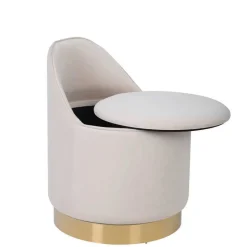 Drehbarer Hocker in Cremeweiß Samt - Yaderra