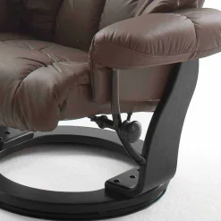 Drehbarer Ledersessel in Braun mit Relaxfunktion Roco inkl. Hocker (zweiteilig)