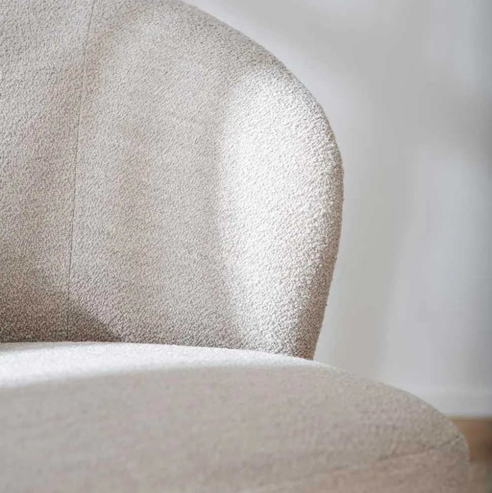 Drehbarer Lesesessel in Cremeweiß Boucle - Cleas