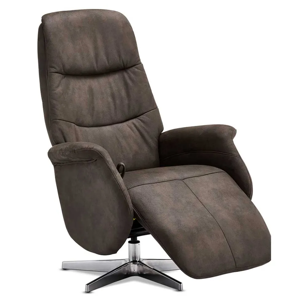 Drehbarer Microfaser Relaxsessel in Braun - Cariba