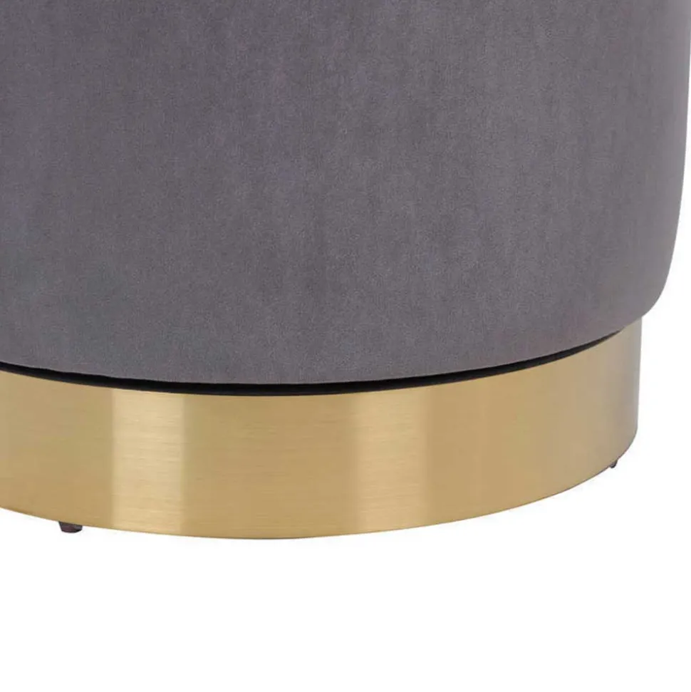 Drehbarer Polsterhocker in Grau und Gold - Riety