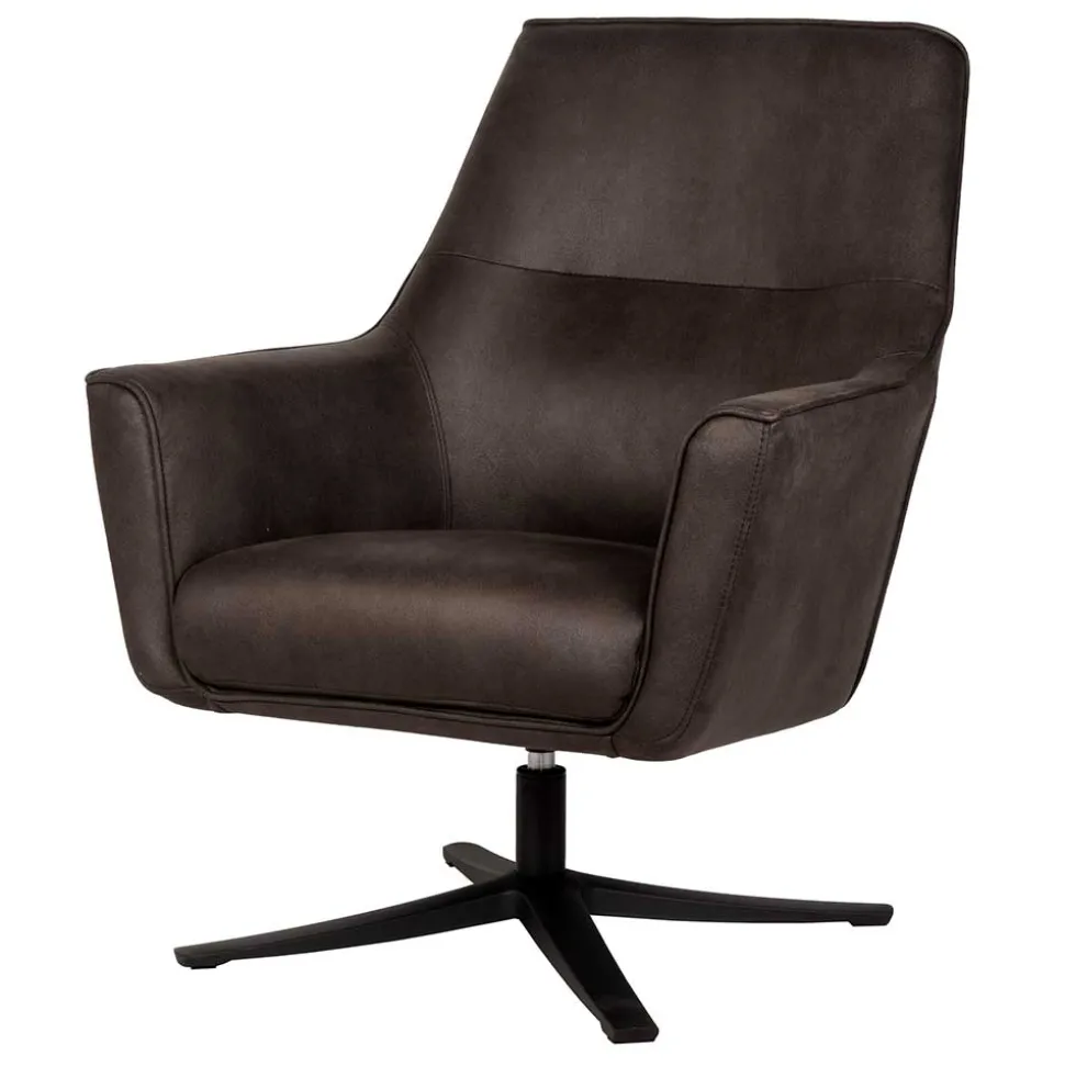 Drehbarer Polstersessel aus Microfaser in Anthrazit - Estebal