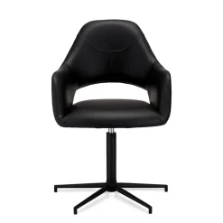 Drehbarer Retro Armlehnenstuhl in Schwarz - Lugon (2er Set)