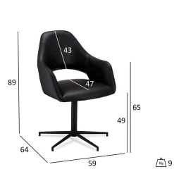 Drehbarer Retro Armlehnenstuhl in Schwarz - Lugon (2er Set)