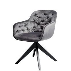 Drehbarer Samt Armlehnenstuhl in Grau - Ellen