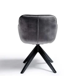 Drehbarer Samt Armlehnenstuhl in Grau - Ellen