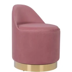 Drehbarer Samt Polsterhocker in Altrosa mit Gold - Fanandro