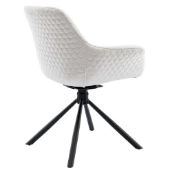 Drehbarer Samtstuhl mit Armlehnen in Creme - Zerettan