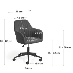 Drehbarer Schreibtischstuhl mit Armlehnen in Grau - Vindo