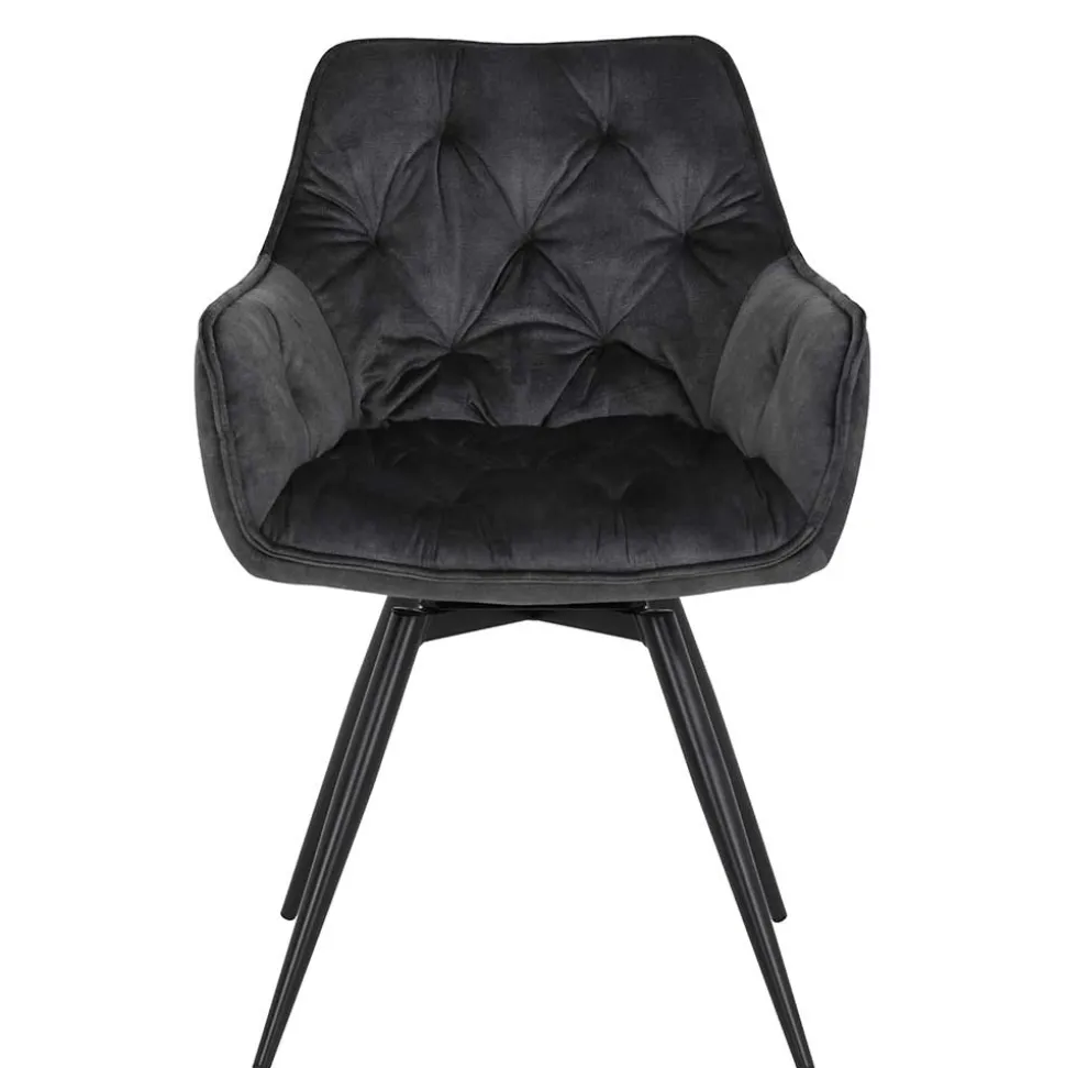 Drehbarer Stuhl in Anthrazit Velours - Ernestan (2er Set)