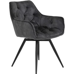 Drehbarer Stuhl in Anthrazit Velours - Ernestan (2er Set)
