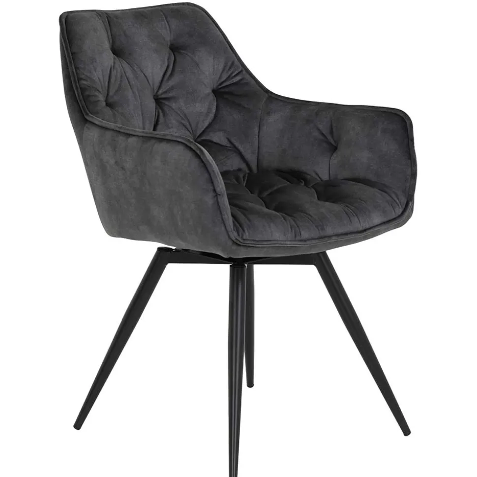 Drehbarer Stuhl in Anthrazit Velours - Ernestan (2er Set)
