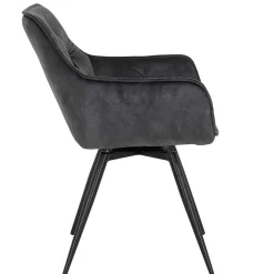 Drehbarer Stuhl in Anthrazit Velours - Ernestan (2er Set)