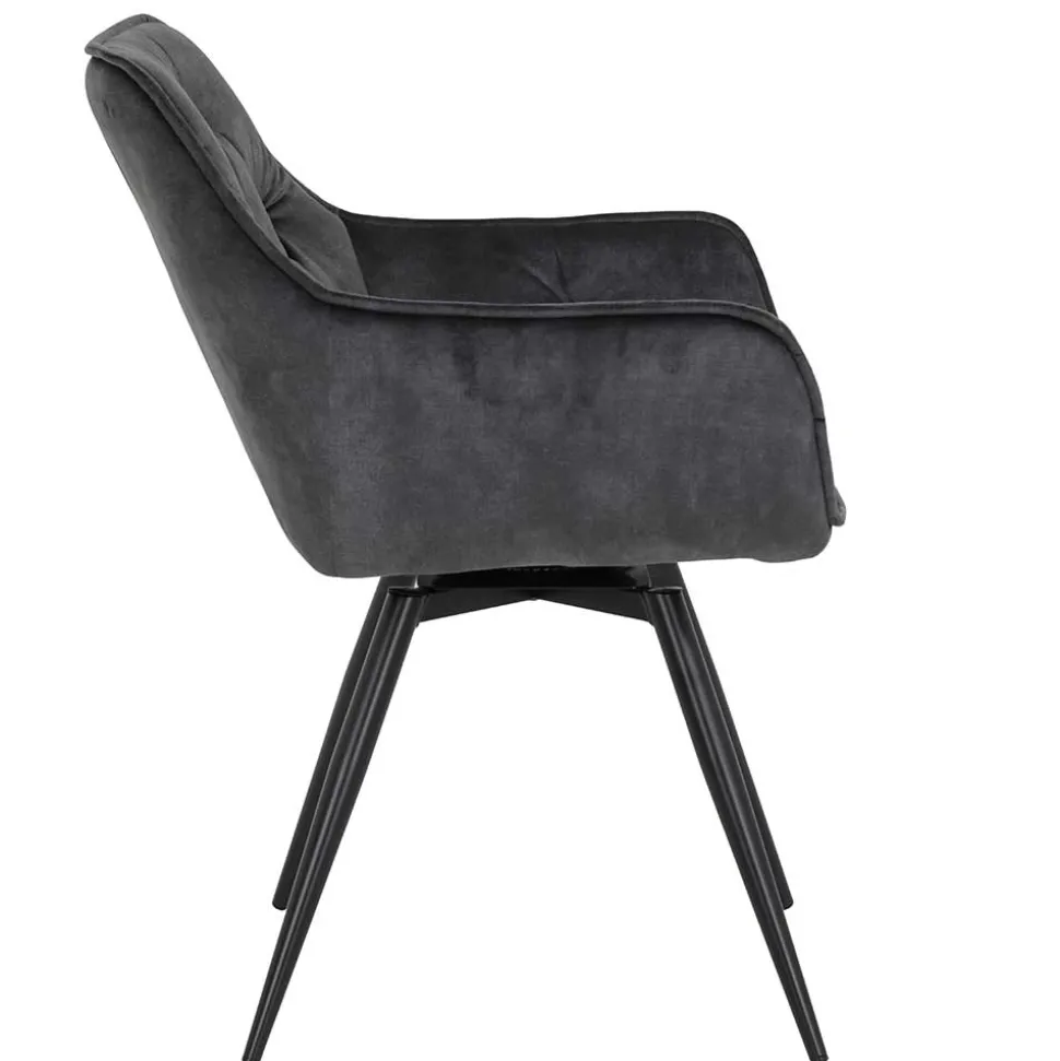 Drehbarer Stuhl in Anthrazit Velours - Ernestan (2er Set)