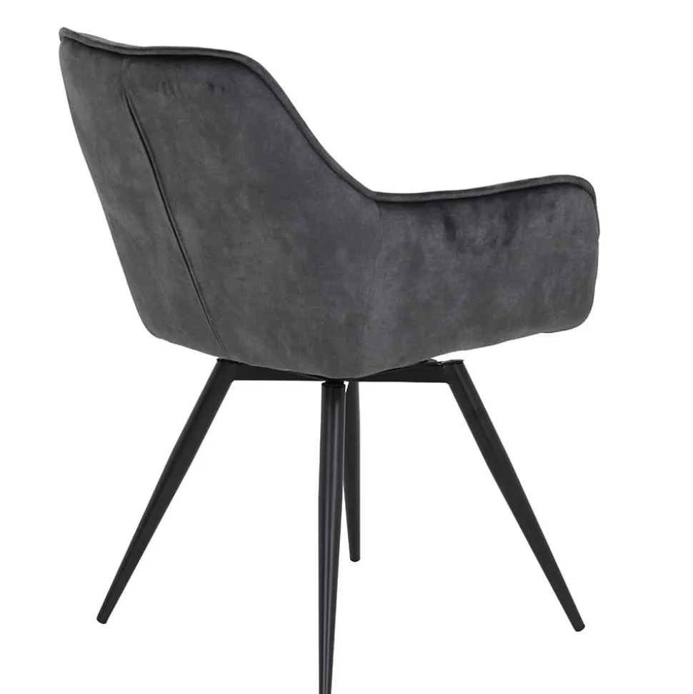 Drehbarer Stuhl in Anthrazit Velours - Ernestan (2er Set)
