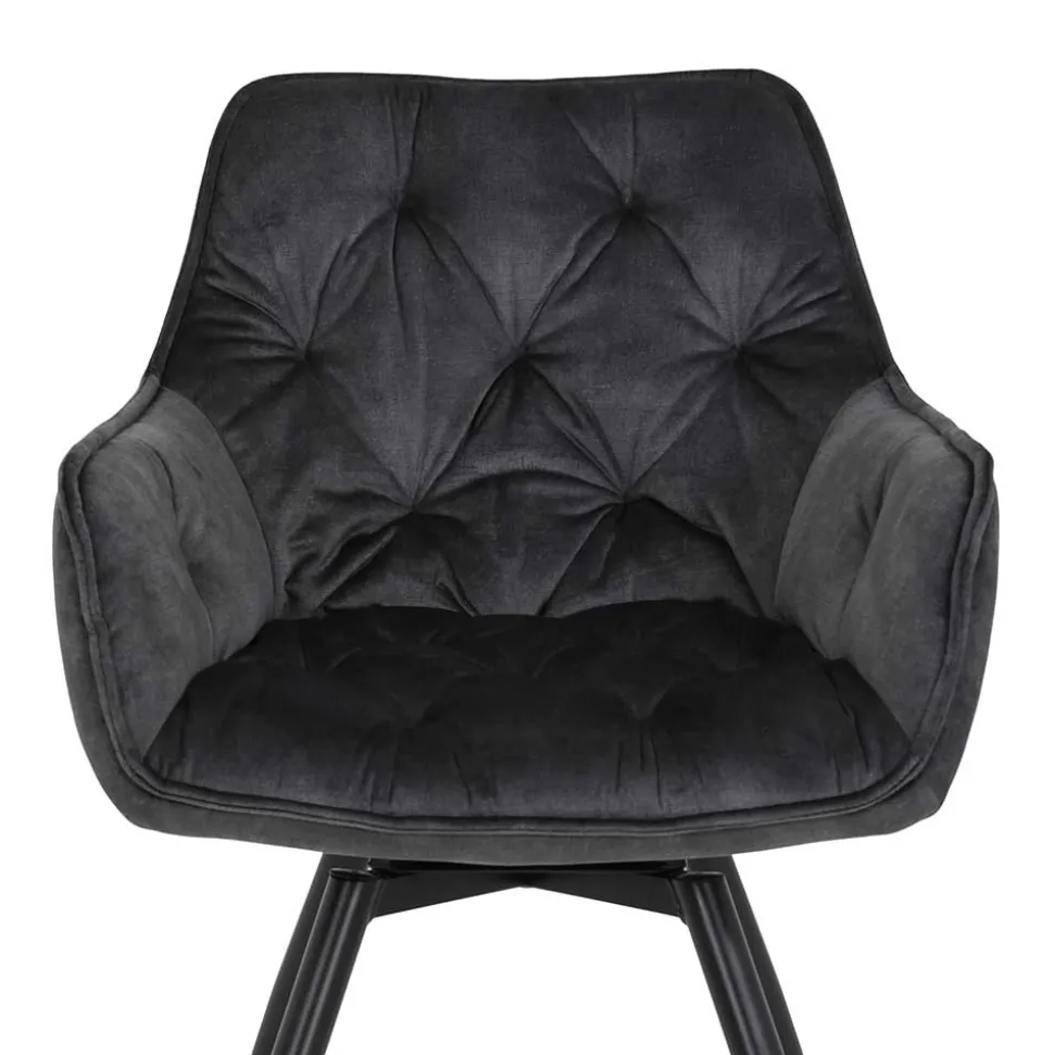Drehbarer Stuhl in Anthrazit Velours - Ernestan (2er Set)